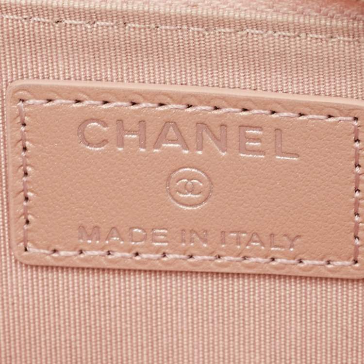 Pre Owned Chanel Pink Camellia Embossed Leather Zip Around Coin Purse