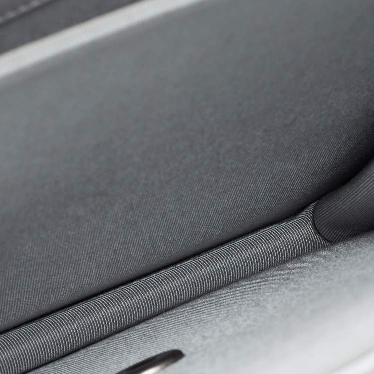 Pre Owned Chanel Silver Quilted Leather North South Boy Flap Bag