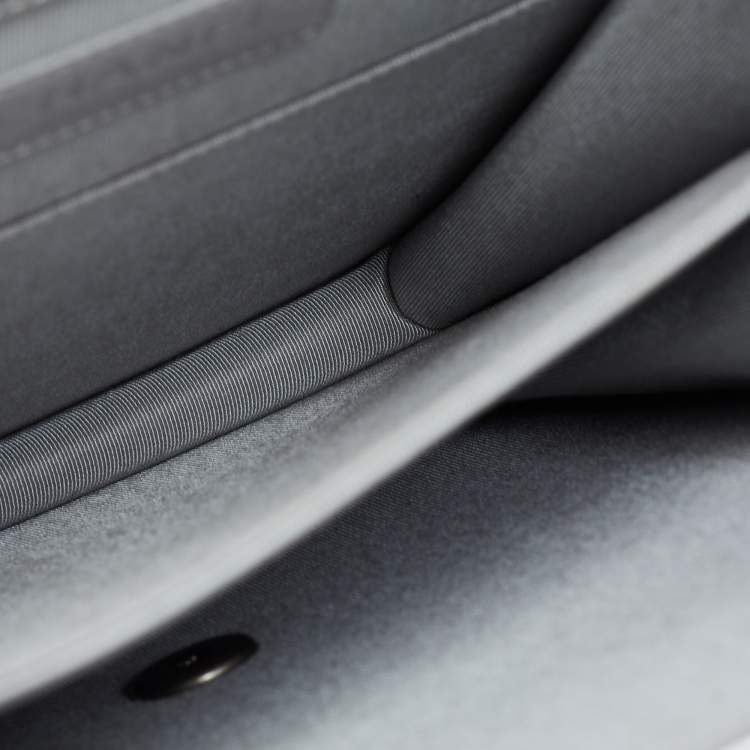 Pre Owned Chanel Silver Quilted Leather North South Boy Flap Bag