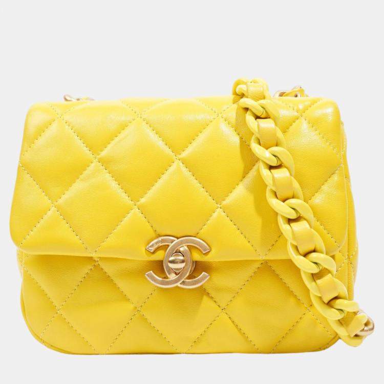 Chanel mini discount flap bag yellow