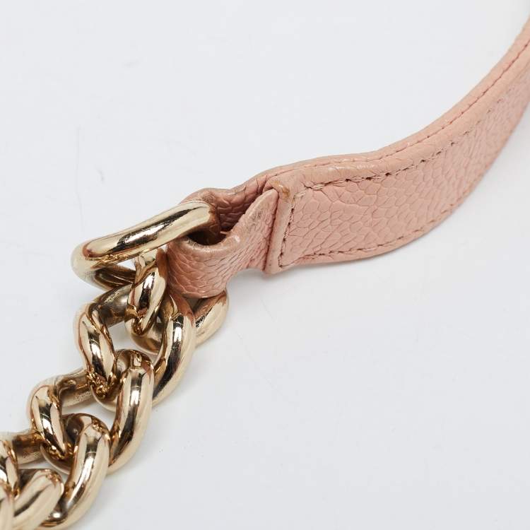 Pre Owned Chanel Pink Quilted Caviar Leather Small Boy Flap Bag