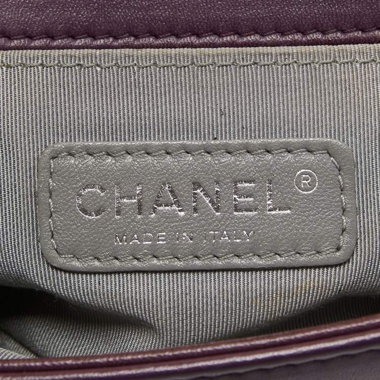 Pre Owned Chanel Purple Velvet Small Boy Bag