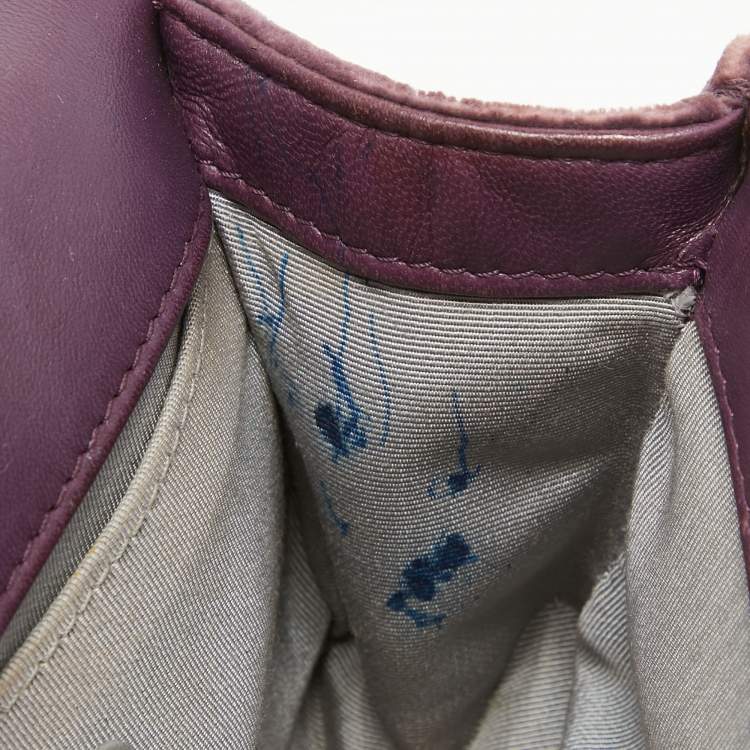 Pre Owned Chanel Purple Velvet Small Boy Bag