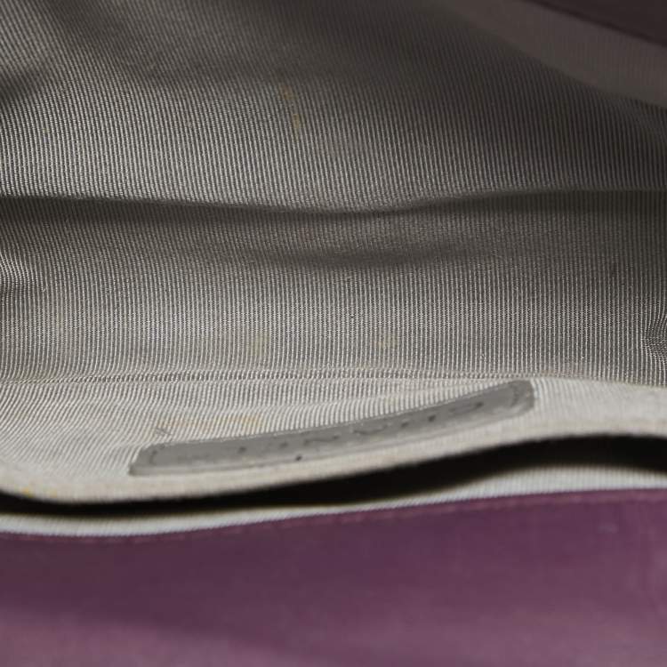 Pre Owned Chanel Purple Velvet Small Boy Bag