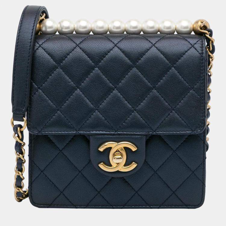 Chanel Navy Blue Mini Chic Pearls Crossbody