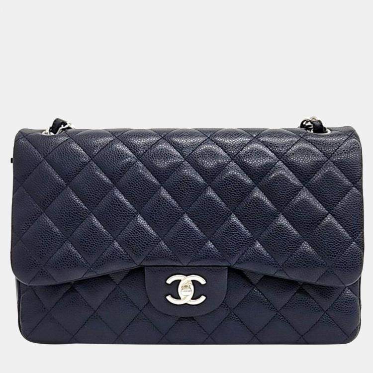 Chanel Navy Blue Caviar Leather Classic Jumbo Bag Chanel | The Luxury ...