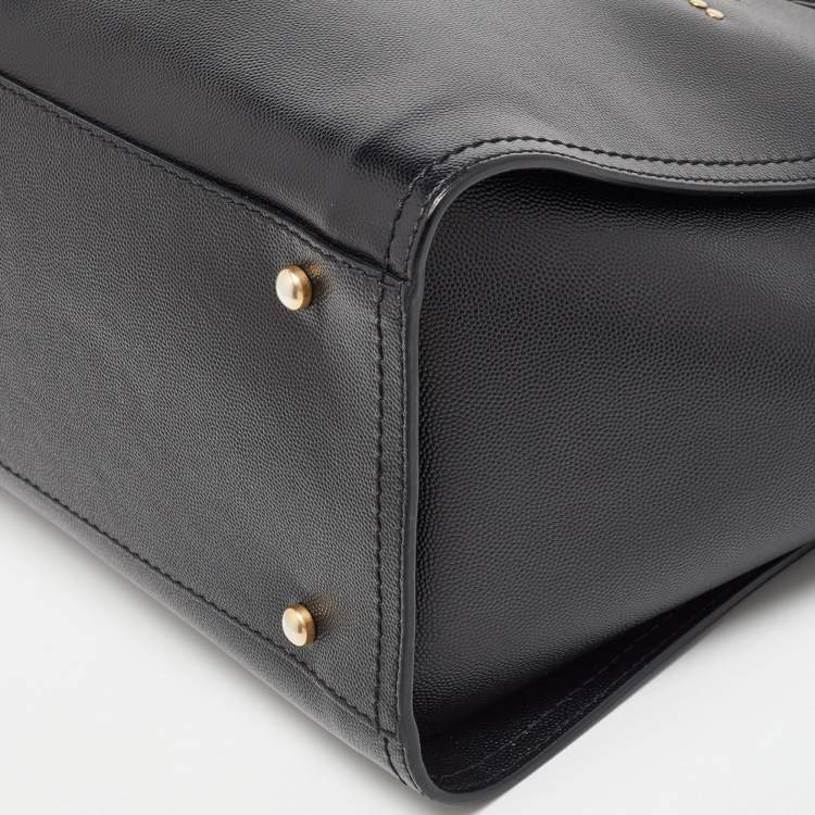 Pre Owned Chanel Black Caviar Leather Small Studded Deauville Tote