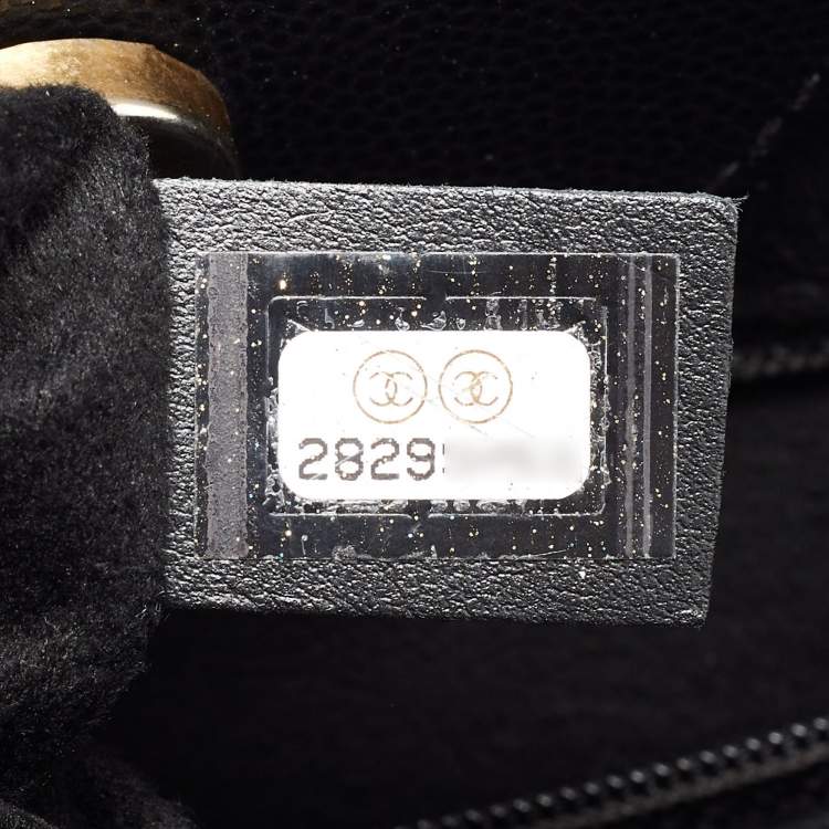 Pre Owned Chanel Black Caviar Leather Small Studded Deauville Tote
