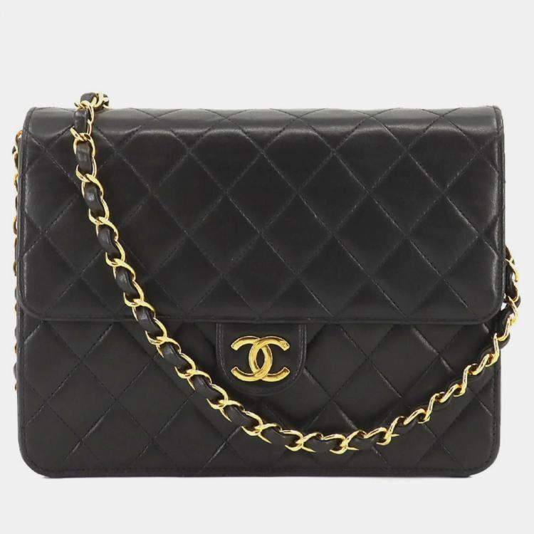 CHANEL Black Quilted Leather Square Flap Bag