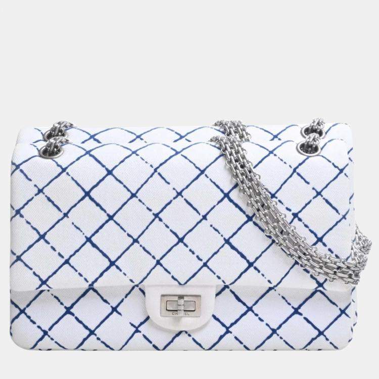 Chanel White Printed Canvas Medium Reissue 2.55 Shoulder Bags