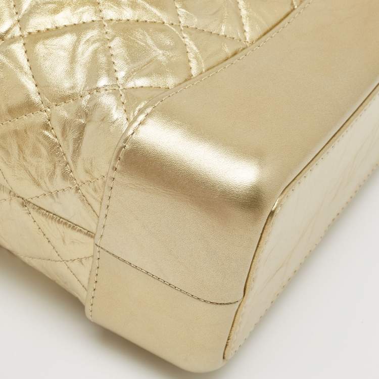 Pre Owned Chanel Gold Quilted Aged Leather Small Gabrielle Backpack
