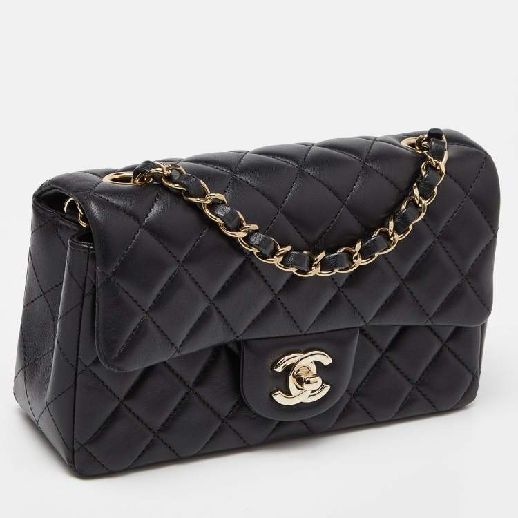 Pre Owned Chanel Black Quilted Leather New Mini Classic Single Flap Bag
