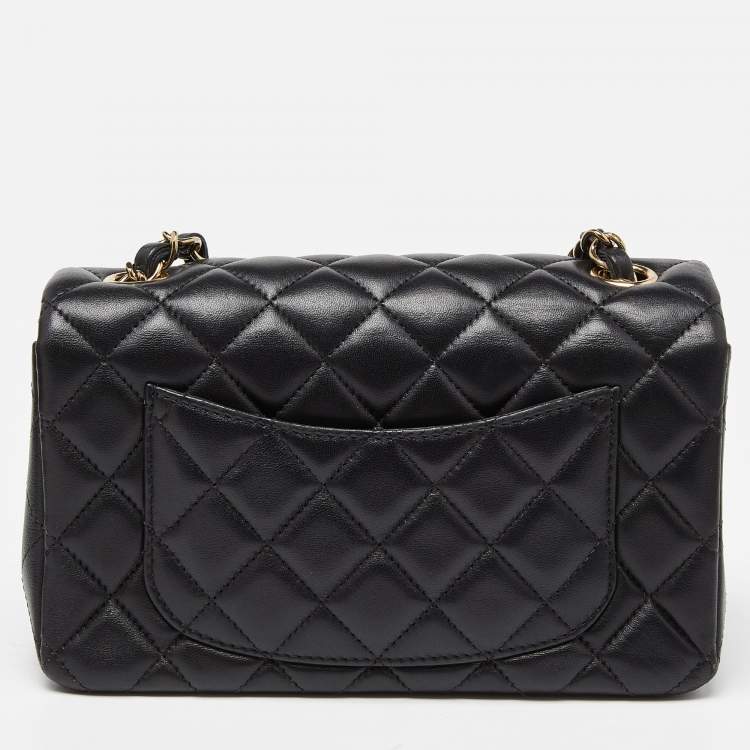 Pre Owned Chanel Black Quilted Leather New Mini Classic Single Flap Bag