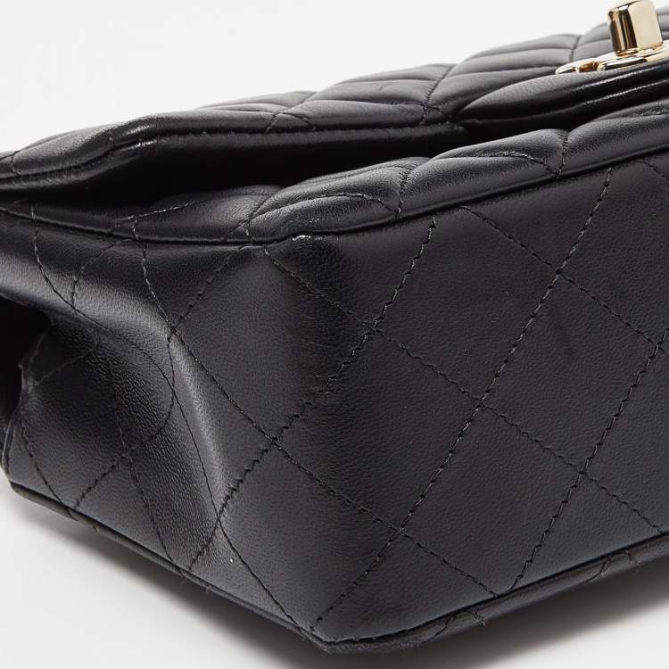 Pre Owned Chanel Black Quilted Leather New Mini Classic Single Flap Bag