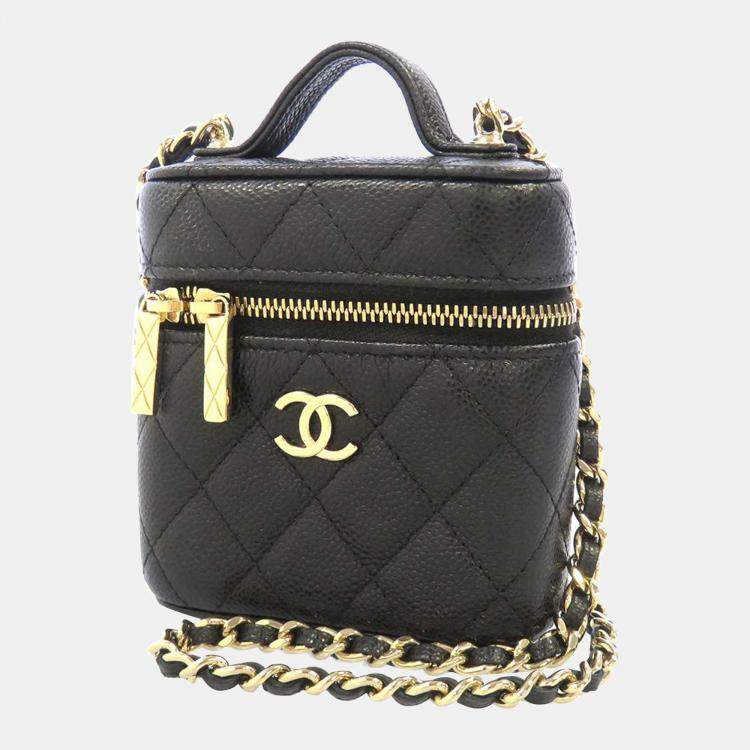 Chanel Black Leather Small Vanity Case