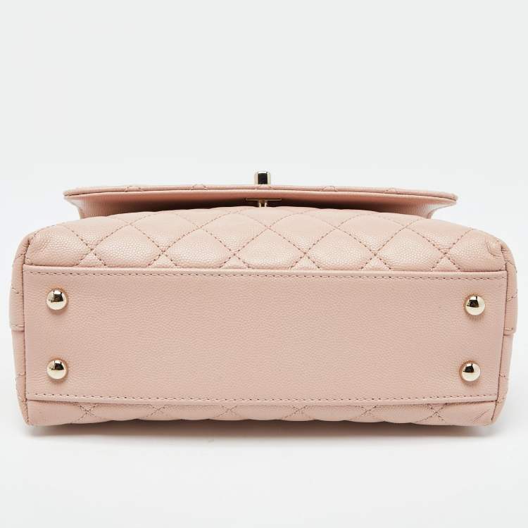 Pre Owned Chanel Pink Quilted Caviar Leather Small Coco Top Handle Bag