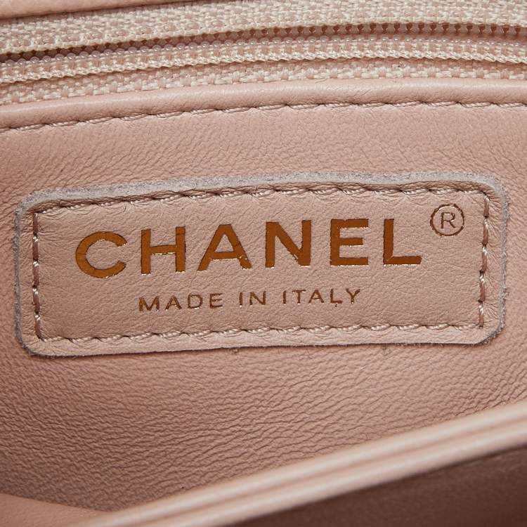 Pre Owned Chanel Pink Quilted Caviar Leather Small Coco Top Handle Bag