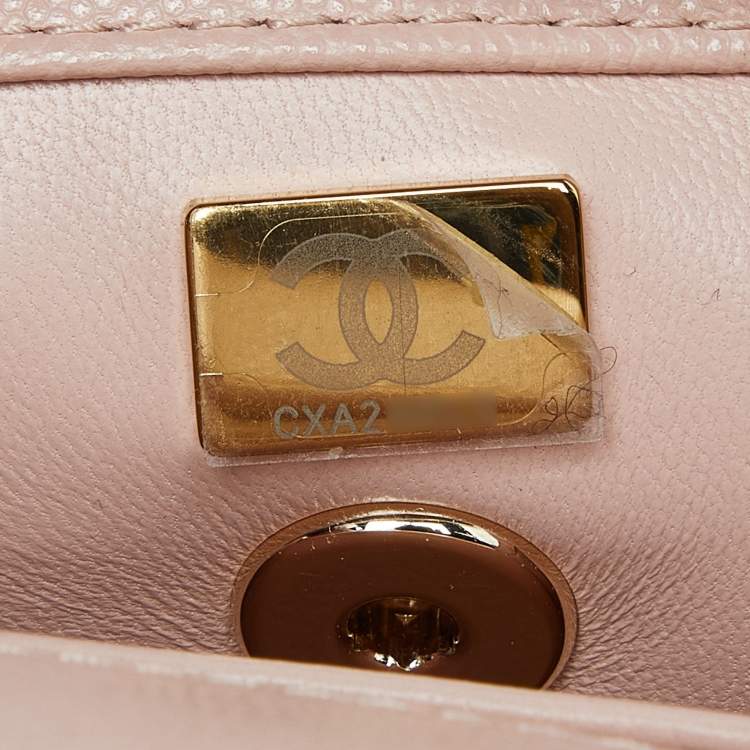 Pre Owned Chanel Pink Quilted Caviar Leather Small Coco Top Handle Bag