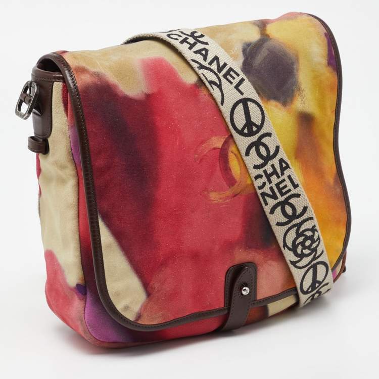 Pre Owned Chanel Muliticolor Nubuck and Leather Flower Power Messenger Bag