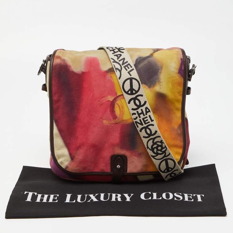 Pre Owned Chanel Muliticolor Nubuck and Leather Flower Power Messenger Bag