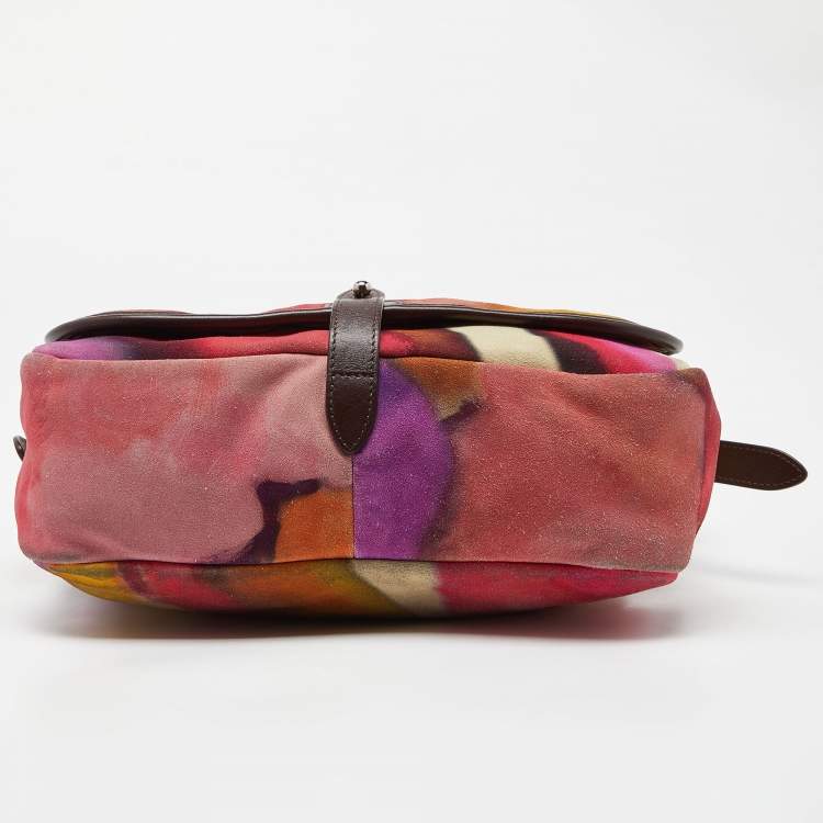 Pre Owned Chanel Muliticolor Nubuck and Leather Flower Power Messenger Bag