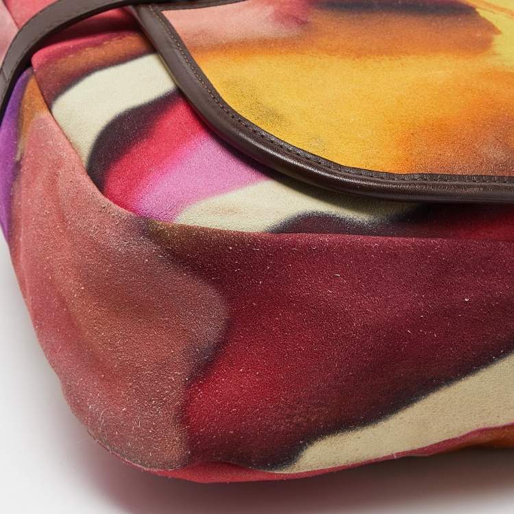 Pre Owned Chanel Muliticolor Nubuck and Leather Flower Power Messenger Bag