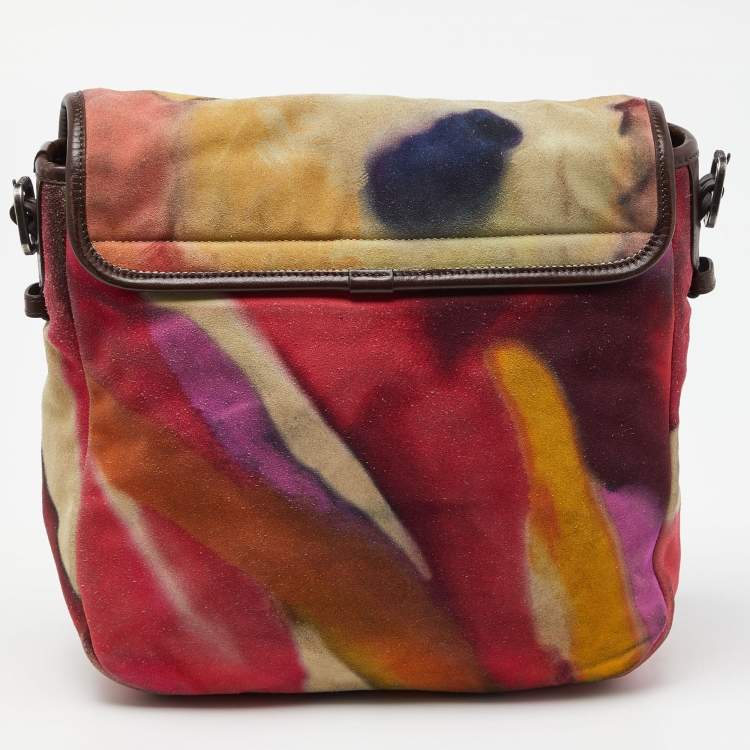 Pre Owned Chanel Muliticolor Nubuck and Leather Flower Power Messenger Bag