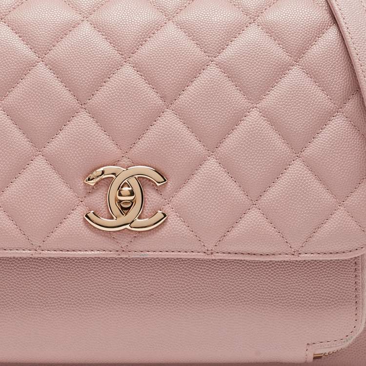 Pre Owned Chanel Pink Quilted Caviar Leather Large Business Affinity Flap Bag 