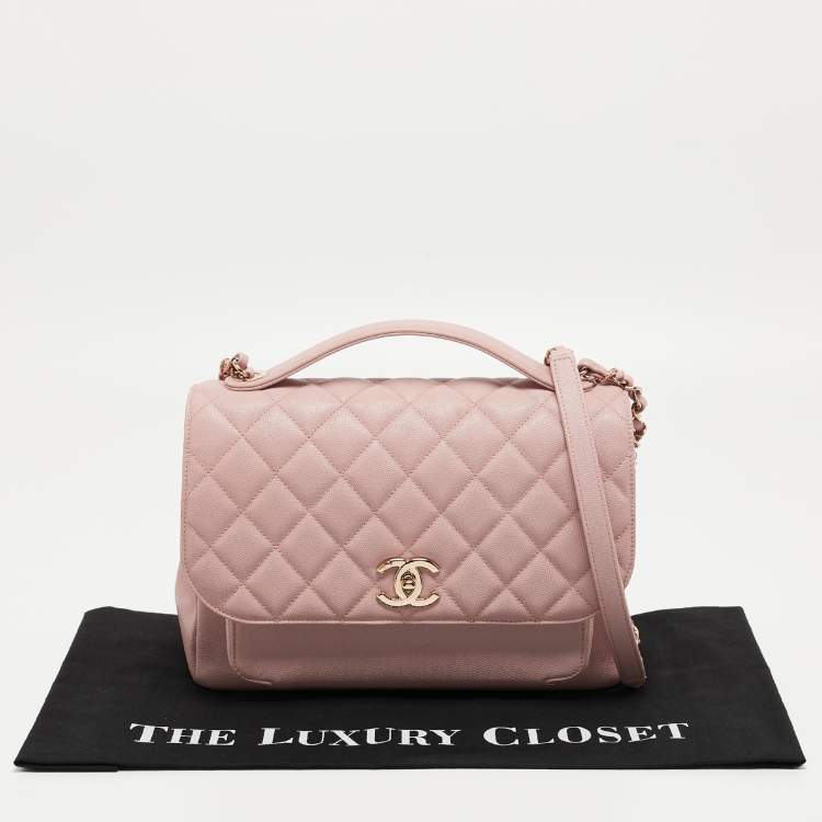 Pre Owned Chanel Pink Quilted Caviar Leather Large Business Affinity Flap Bag 