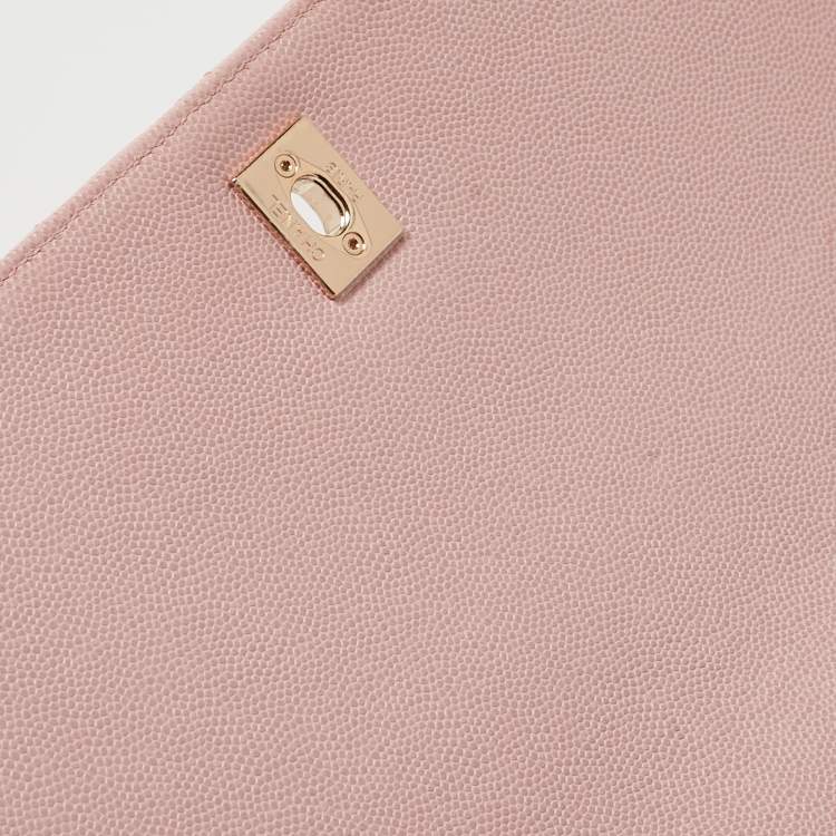 Pre Owned Chanel Pink Quilted Caviar Leather Large Business Affinity Flap Bag 