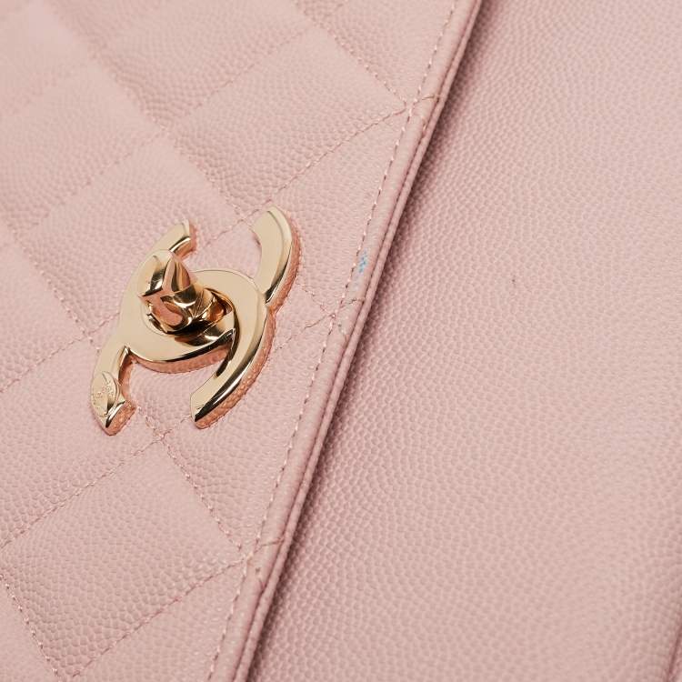 Pre Owned Chanel Pink Quilted Caviar Leather Large Business Affinity Flap Bag 