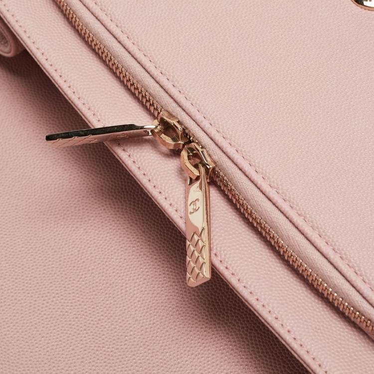 Pre Owned Chanel Pink Quilted Caviar Leather Large Business Affinity Flap Bag 