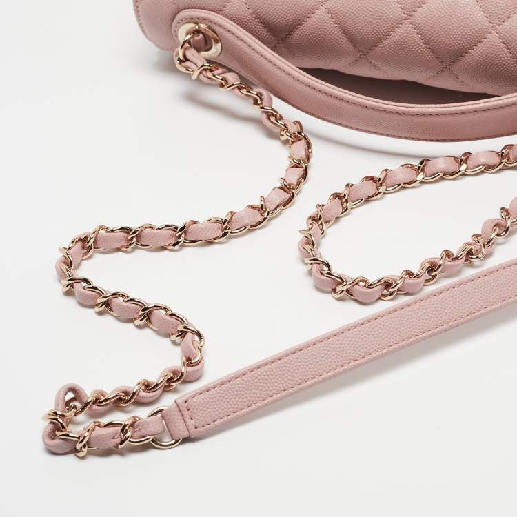 Pre Owned Chanel Pink Quilted Caviar Leather Large Business Affinity Flap Bag 