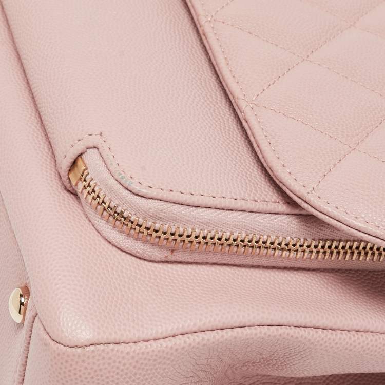 Pre Owned Chanel Pink Quilted Caviar Leather Large Business Affinity Flap Bag 