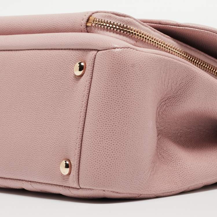 Pre Owned Chanel Pink Quilted Caviar Leather Large Business Affinity Flap Bag 