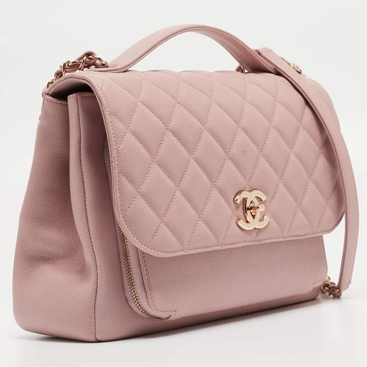 Pre Owned Chanel Pink Quilted Caviar Leather Large Business Affinity Flap Bag 