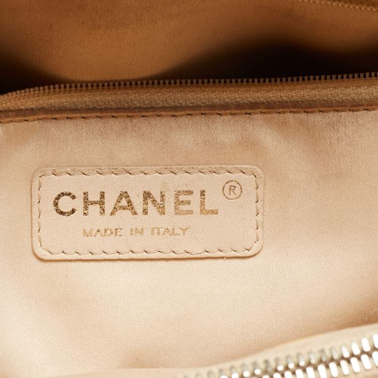 Pre Owned Chanel Beige Quilted Caviar Leather Grand Shopper Tote