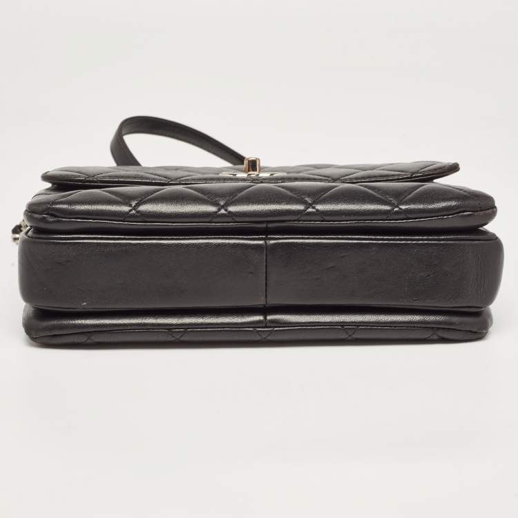 Pre Owned Chanel Black Quilted Leather Small Trendy CC Flap Top Handle Bag