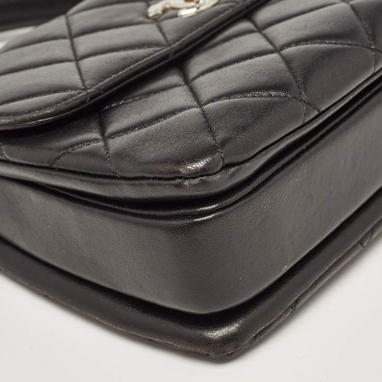 Pre Owned Chanel Black Quilted Leather Small Trendy CC Flap Top Handle Bag