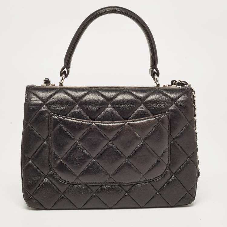 Pre Owned Chanel Black Quilted Leather Small Trendy CC Flap Top Handle Bag