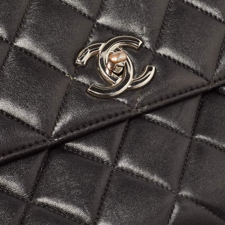 Pre Owned Chanel Black Quilted Leather Small Trendy CC Flap Top Handle Bag