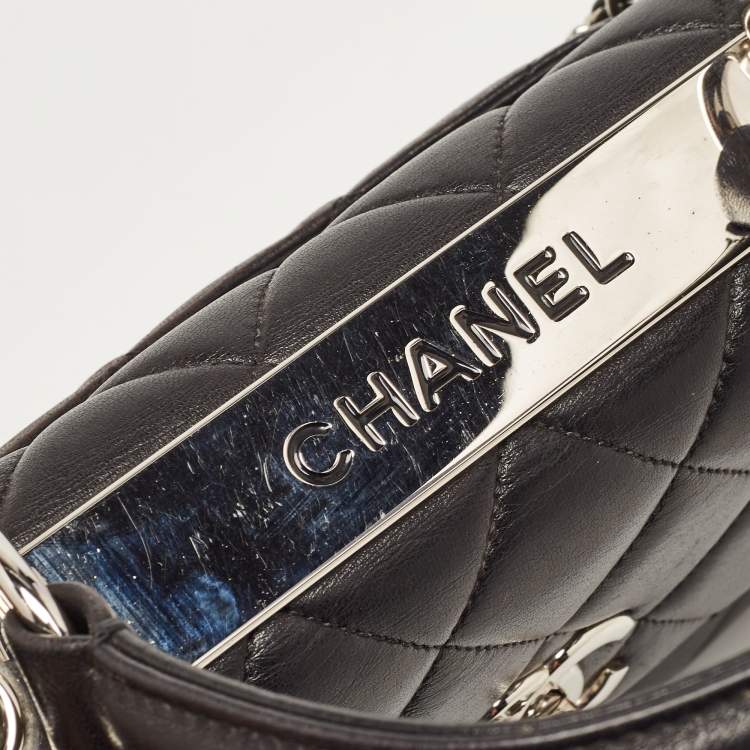 Pre Owned Chanel Black Quilted Leather Small Trendy CC Flap Top Handle Bag