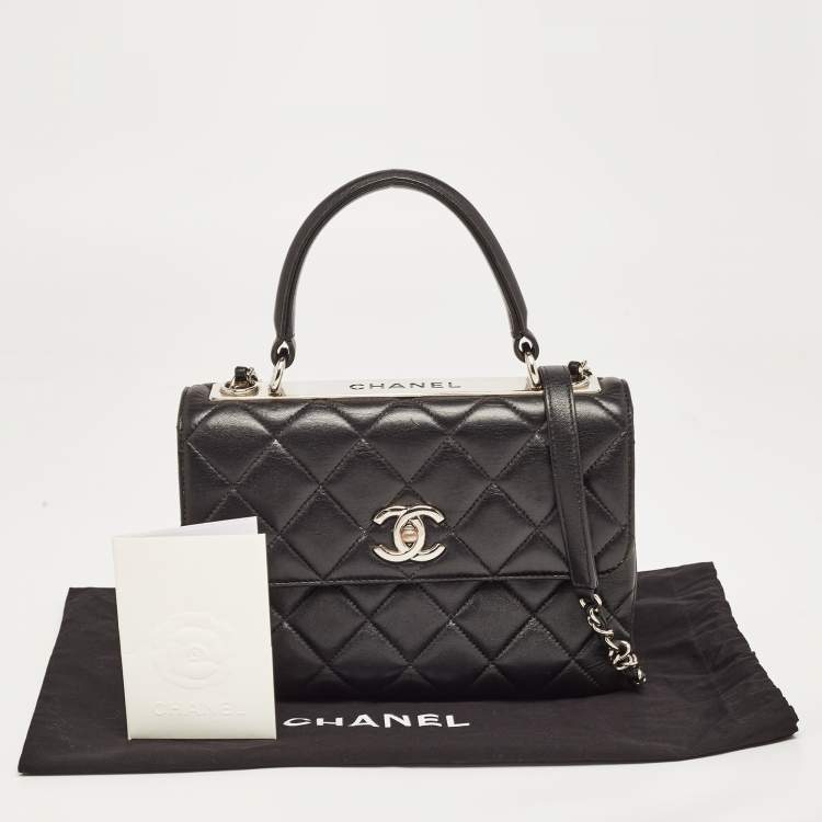 Pre Owned Chanel Black Quilted Leather Small Trendy CC Flap Top Handle Bag