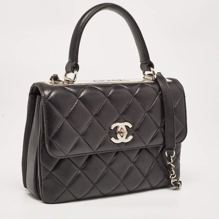 Pre Owned Chanel Black Quilted Leather Small Trendy CC Flap Top Handle Bag