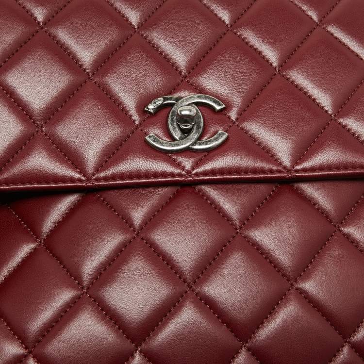 Pre Owned Chanel Dark Red Quilted Leather Large Trendy CC Top Handle Bag
