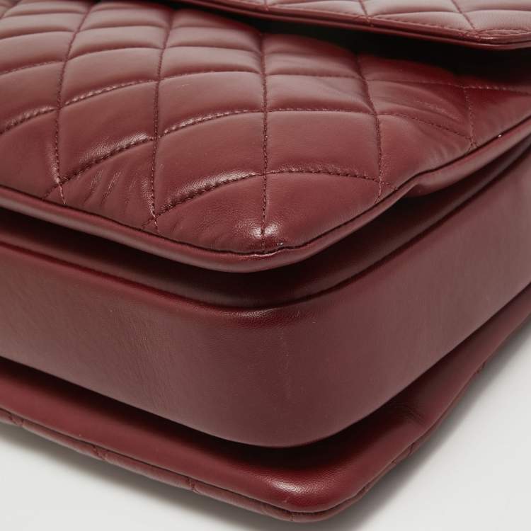 Pre Owned Chanel Dark Red Quilted Leather Large Trendy CC Top Handle Bag