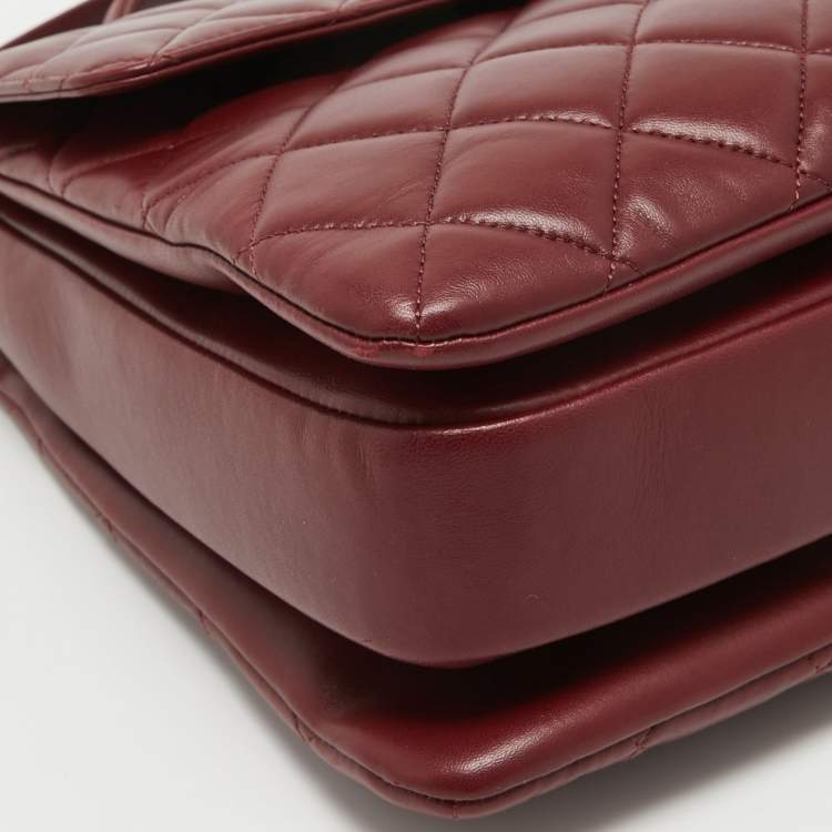 Pre Owned Chanel Dark Red Quilted Leather Large Trendy CC Top Handle Bag