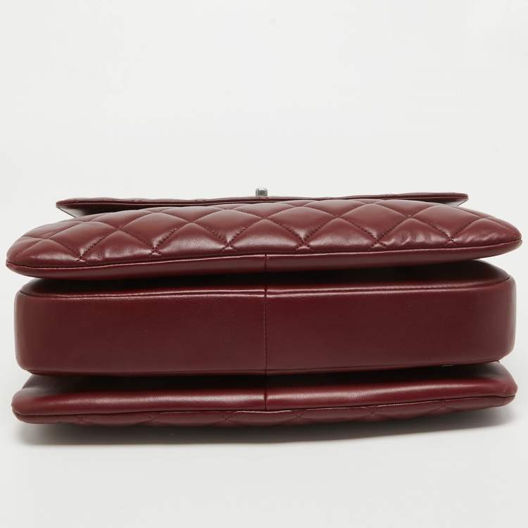 Pre Owned Chanel Dark Red Quilted Leather Large Trendy CC Top Handle Bag