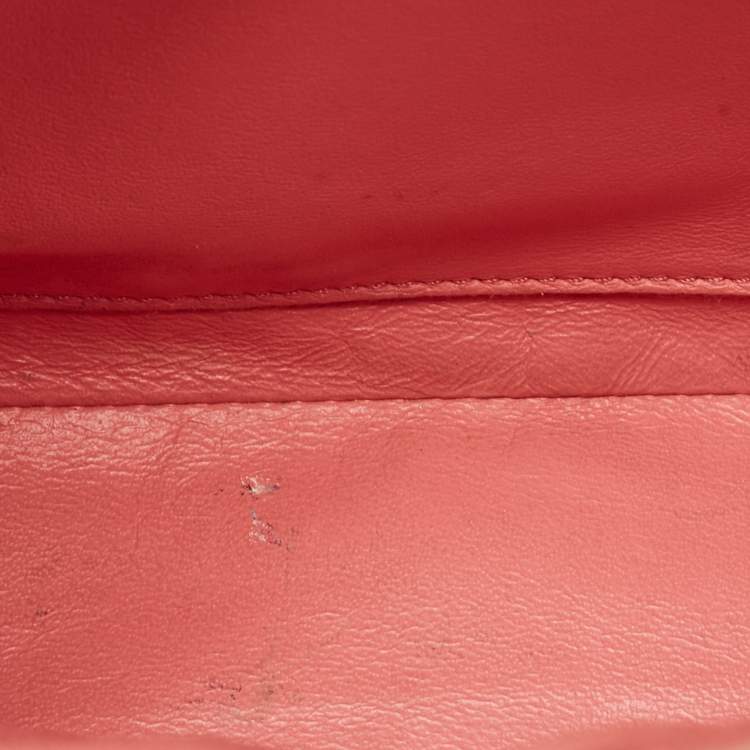 Pre Owned Chanel Pink Chevron Patent Leather Jumbo Classic Single Flap Bag