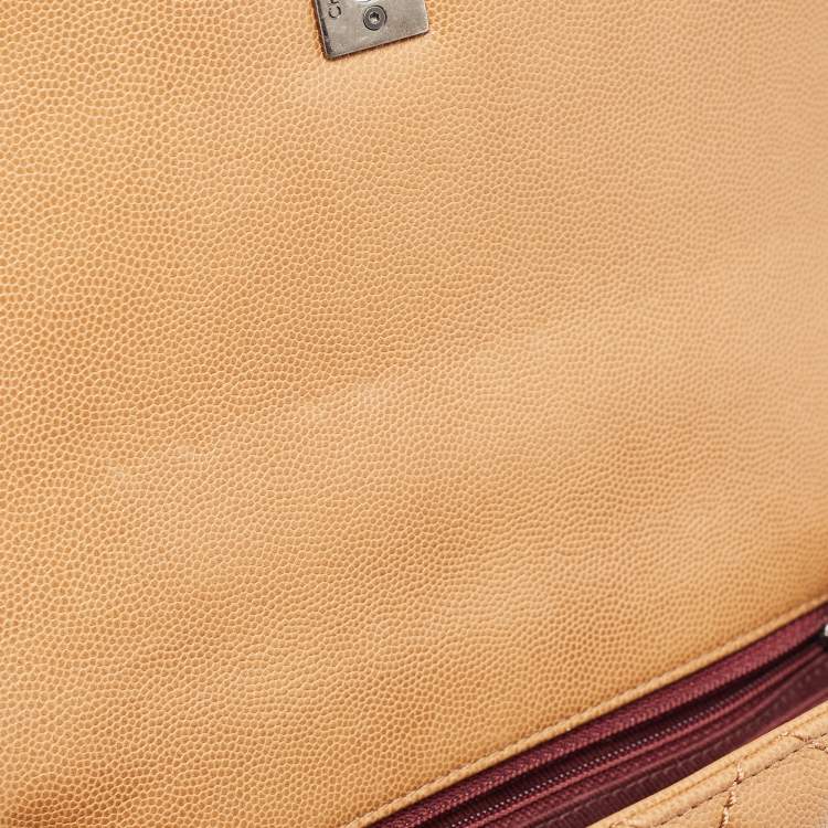 Pre Owned Chanel Brown Quilted Caviar Leather Mini Coco Top Handle Bag